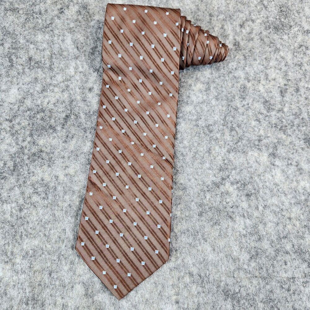 Ermenegildo Zegna‎ Tie Brown Striped Diamonds Silk Italy Necktie